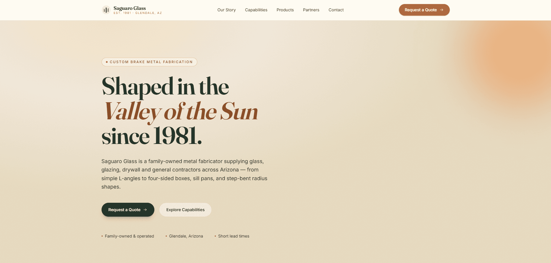 Saguaro Glass — Service Site & Quoting screenshot